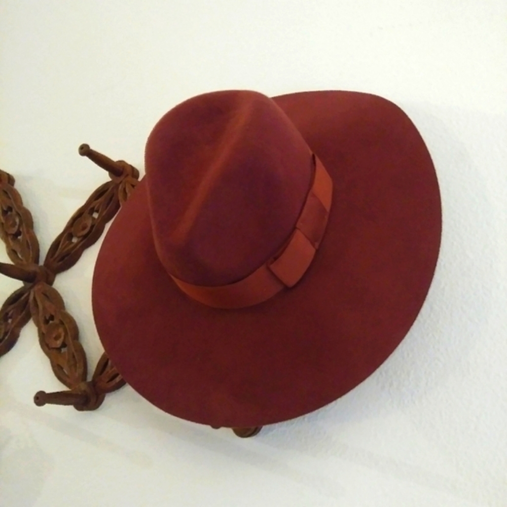 Brixton Wool Merlot Wide brim Fedora Hat - Picture 3 of 7